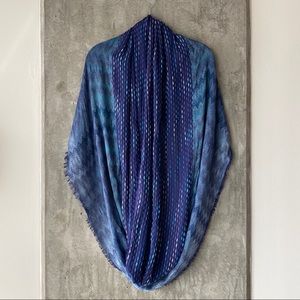 Blue Chambray Patterned Infinity Scarf